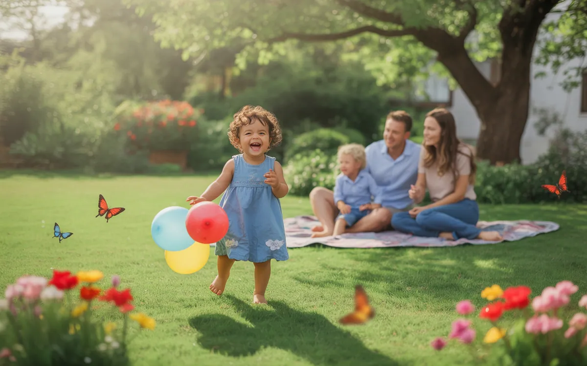"Kindheit darf leicht sein voller Lachen, Luftballons und liebevoller Nähe."